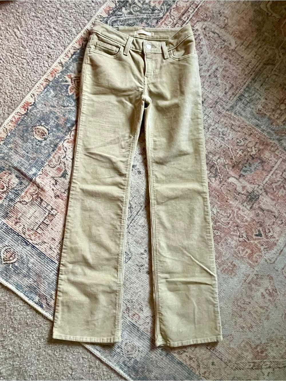 Levi’s Women’s Beige Corduroy Superlow Boot Flare Jeans SZ 25 NWOT Red Tag Y2K - Picture 2 of 8